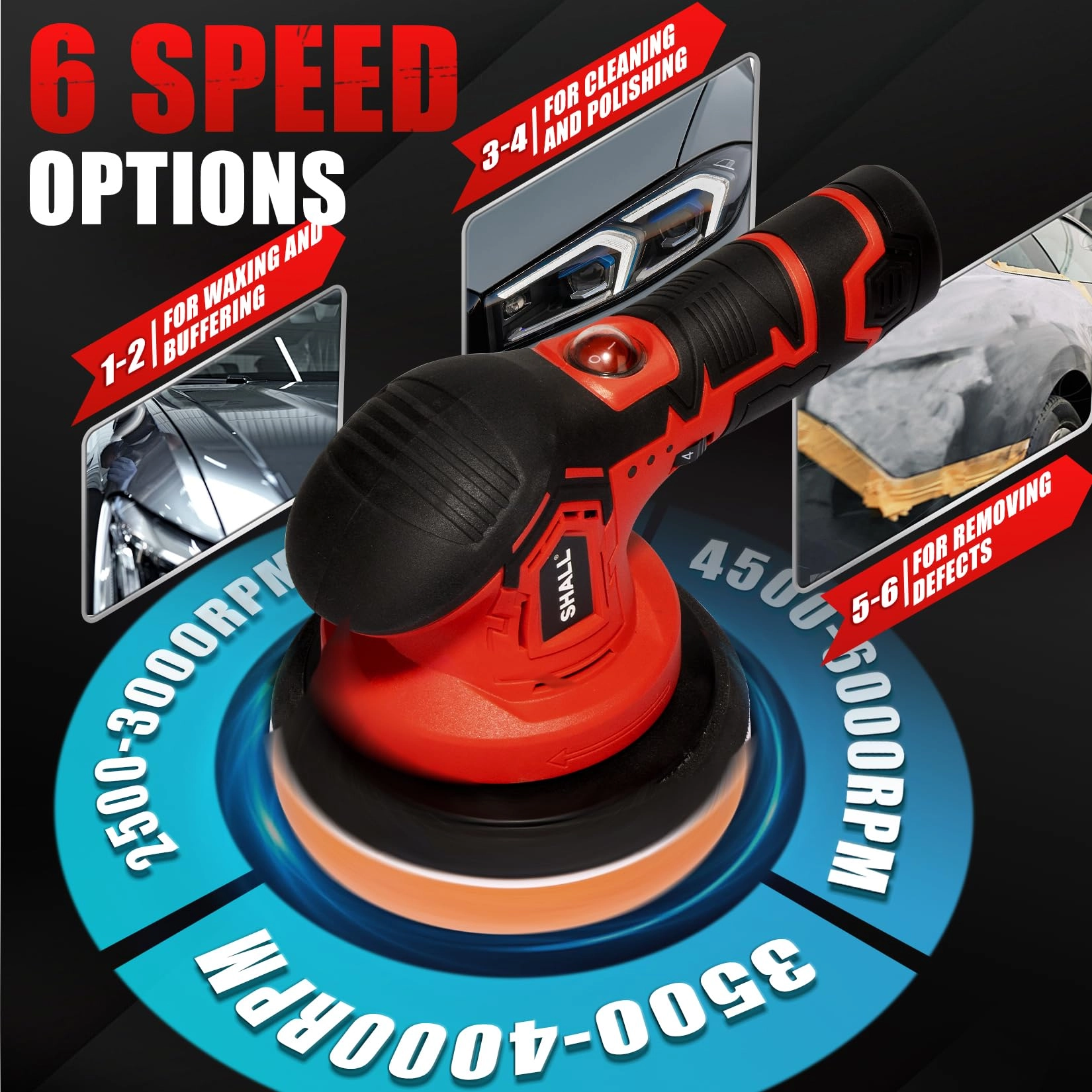 Cordless Car Buffer Polisher - 6 Inch