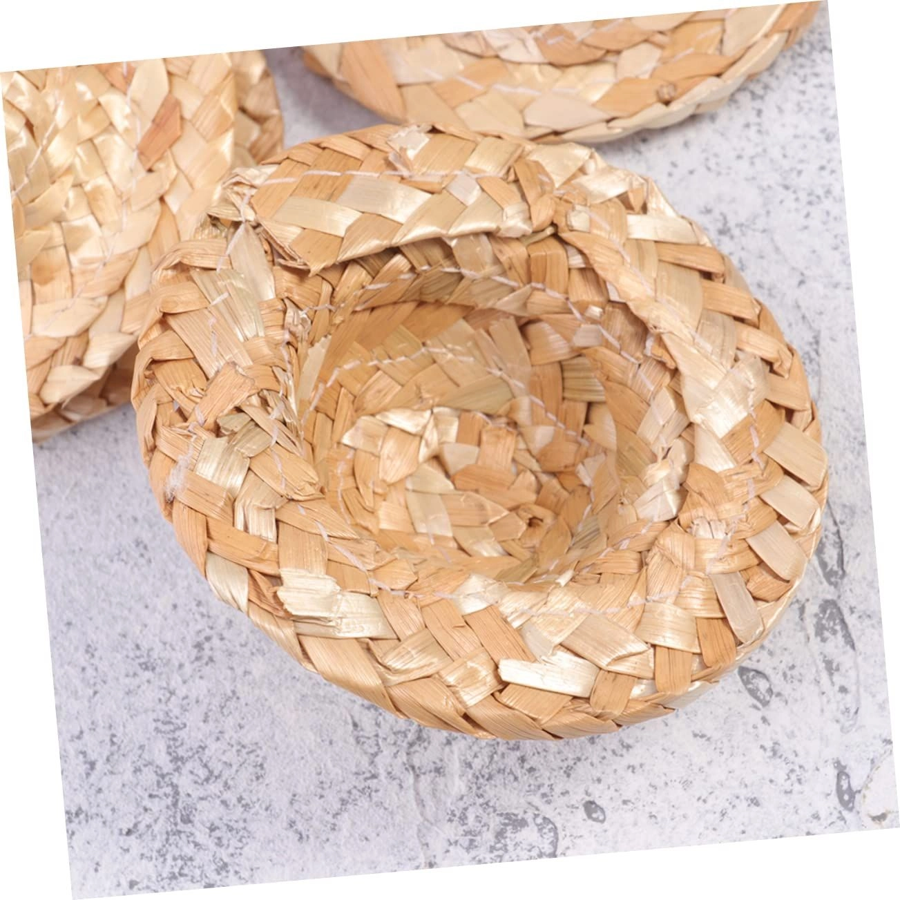 Mini Woven Straw Hats - 6Pcs 8X8cm