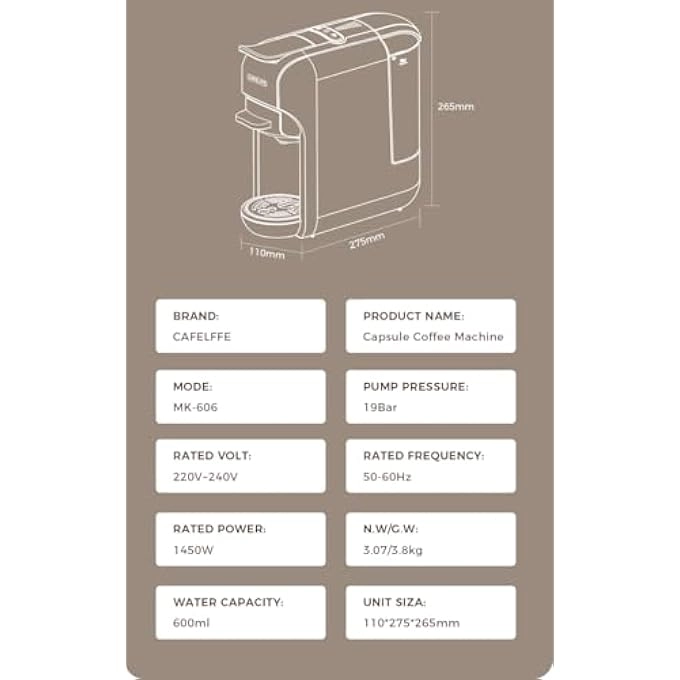 5-in-1 Automatic Capsule Coffee Machine - Hot & Cold, 7-Level LED, Multi-Capsule Compatible