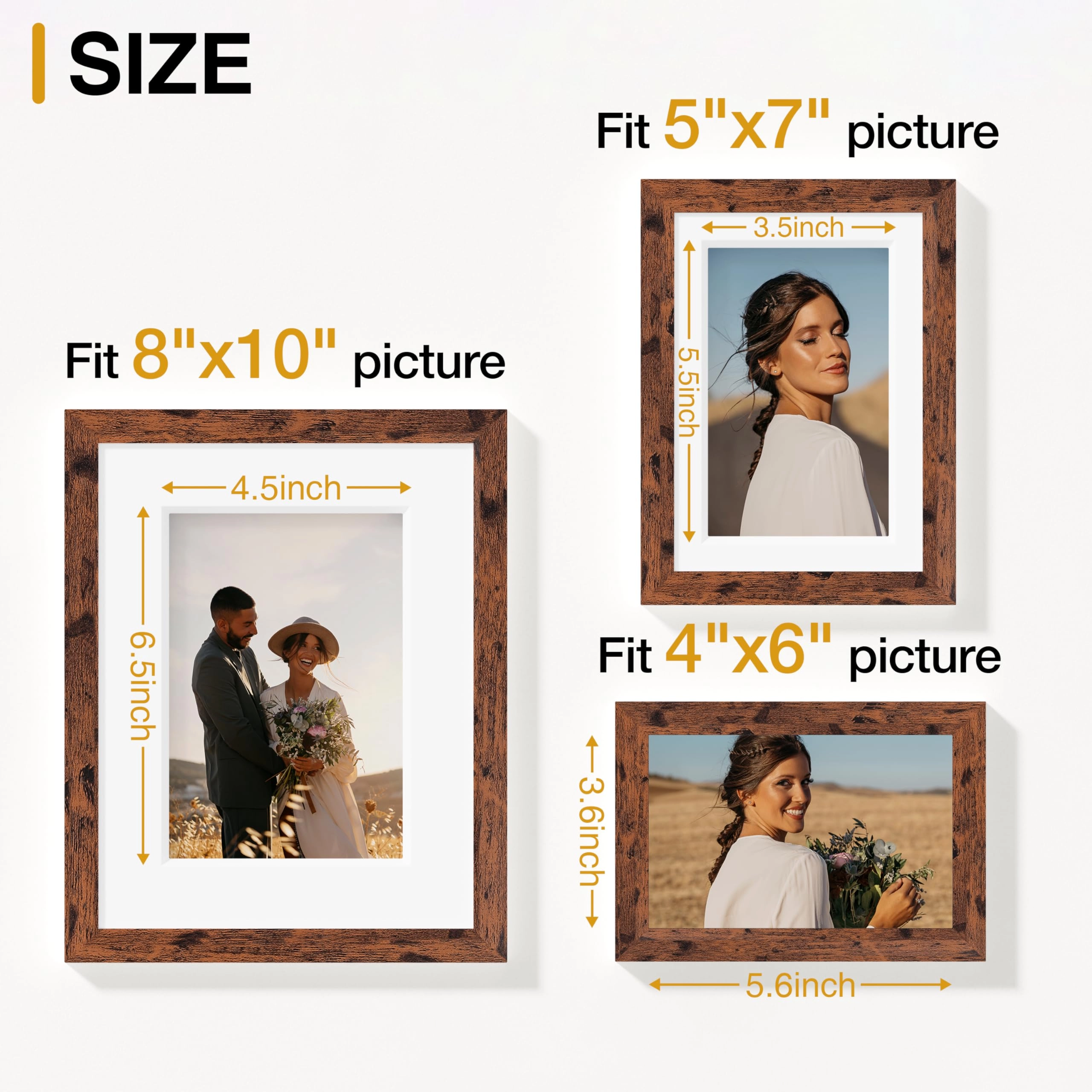 Picture Frames Set - 10 Pack Rustic Grey