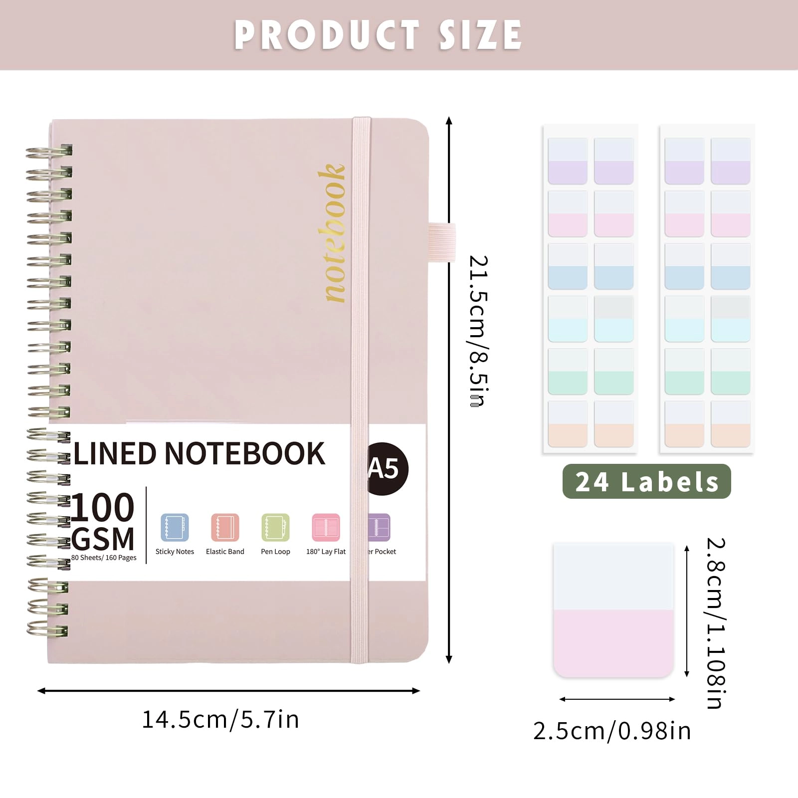 Notebook A5 Spiral - Lined 80 Sheets