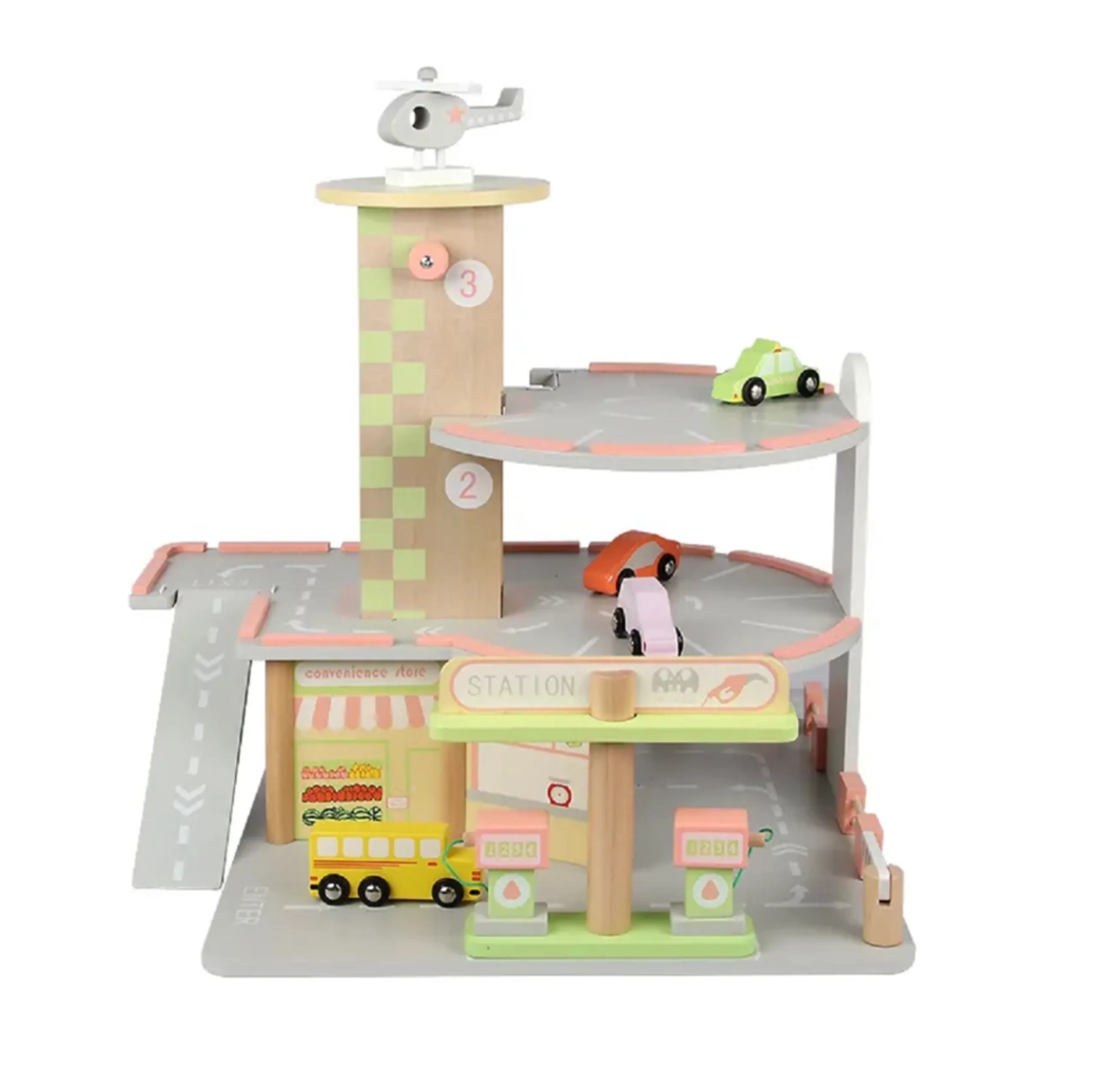 Factual Toys Kids Wooden Parking Lot Play Set - MultiColor Suitable for 3 Years & Above.