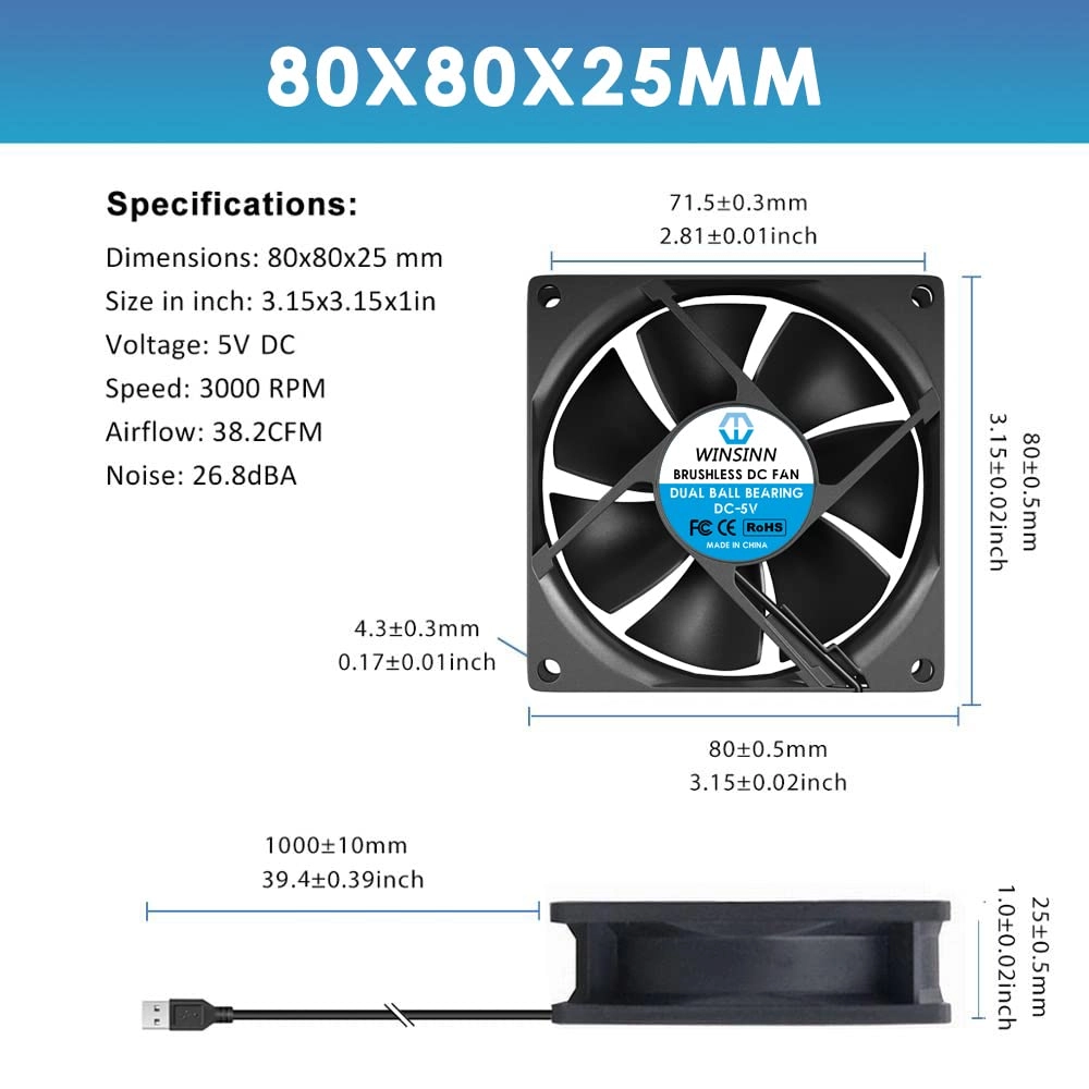 DC USB Fan - 80mm