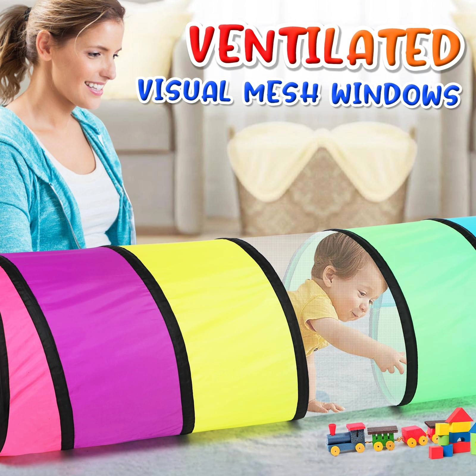 Kids Play Tunnel - Colorful Pop Up Rainbow
