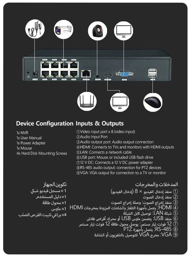 Bullet Camera - 8 megapixel + NVR - 8CH