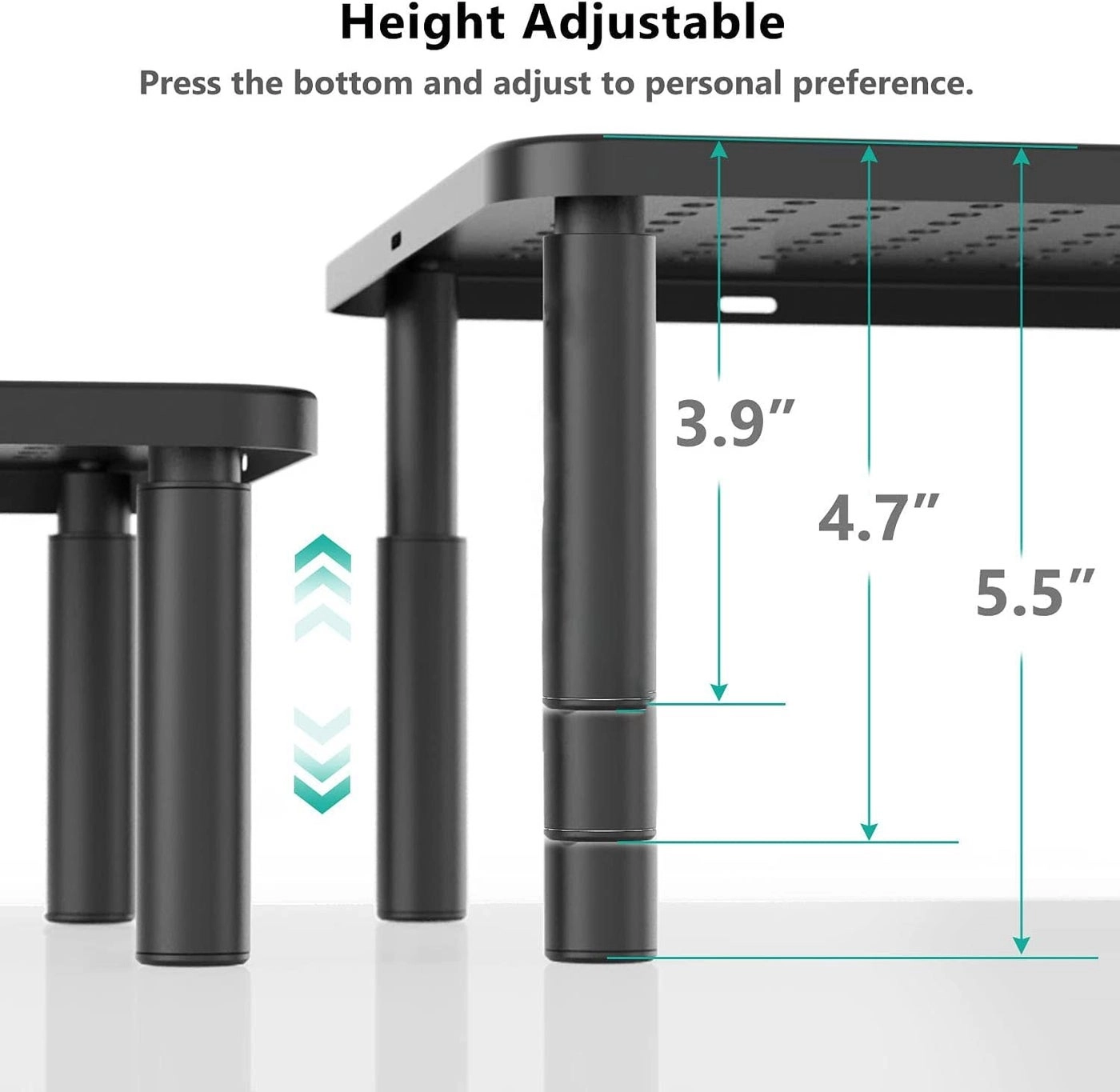 Monitor Stand - 3 Height Adjustable Airflow Vents Steel Black
