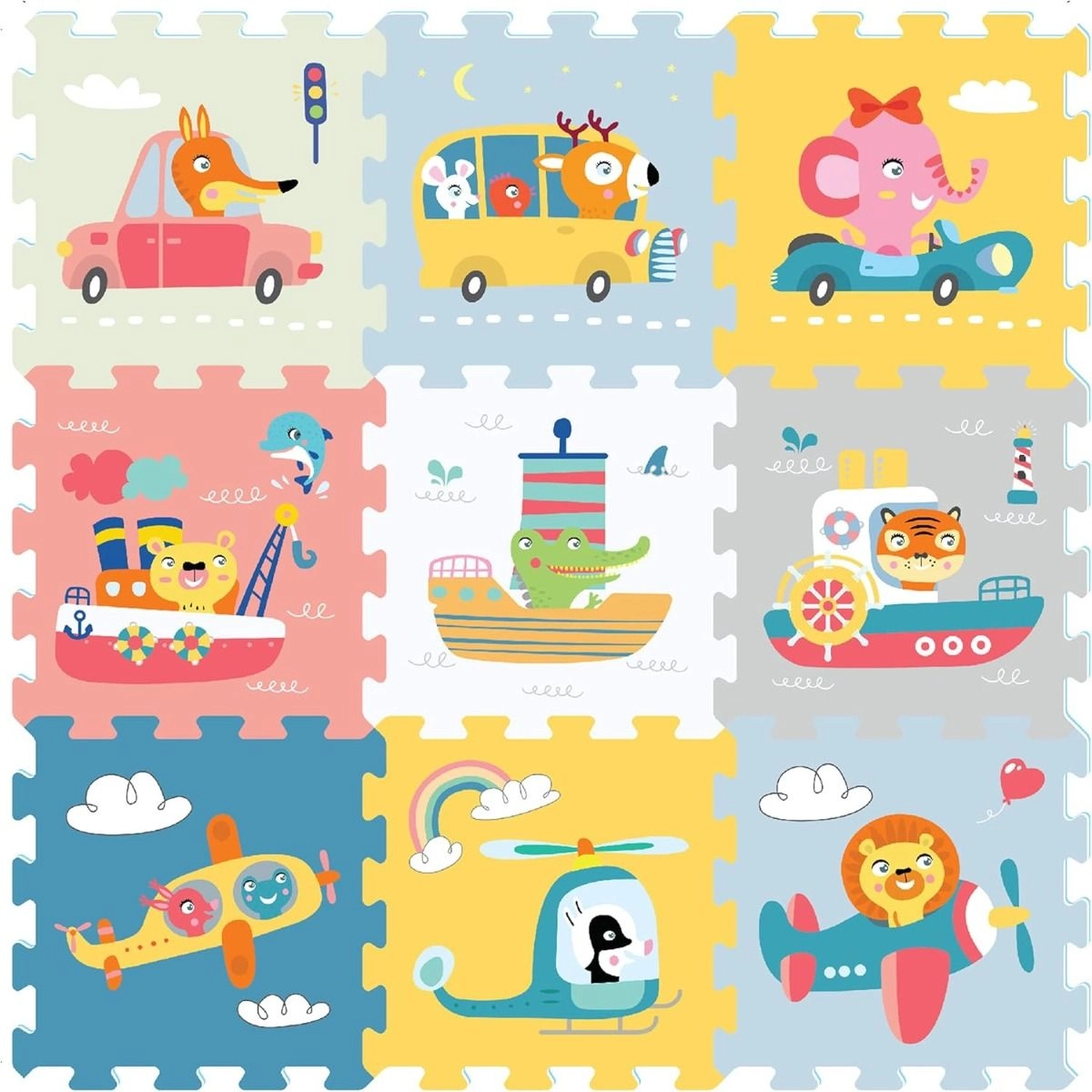 Sunta Transportation And Animals Puzzle Mat - 10 Months 9 pieces
