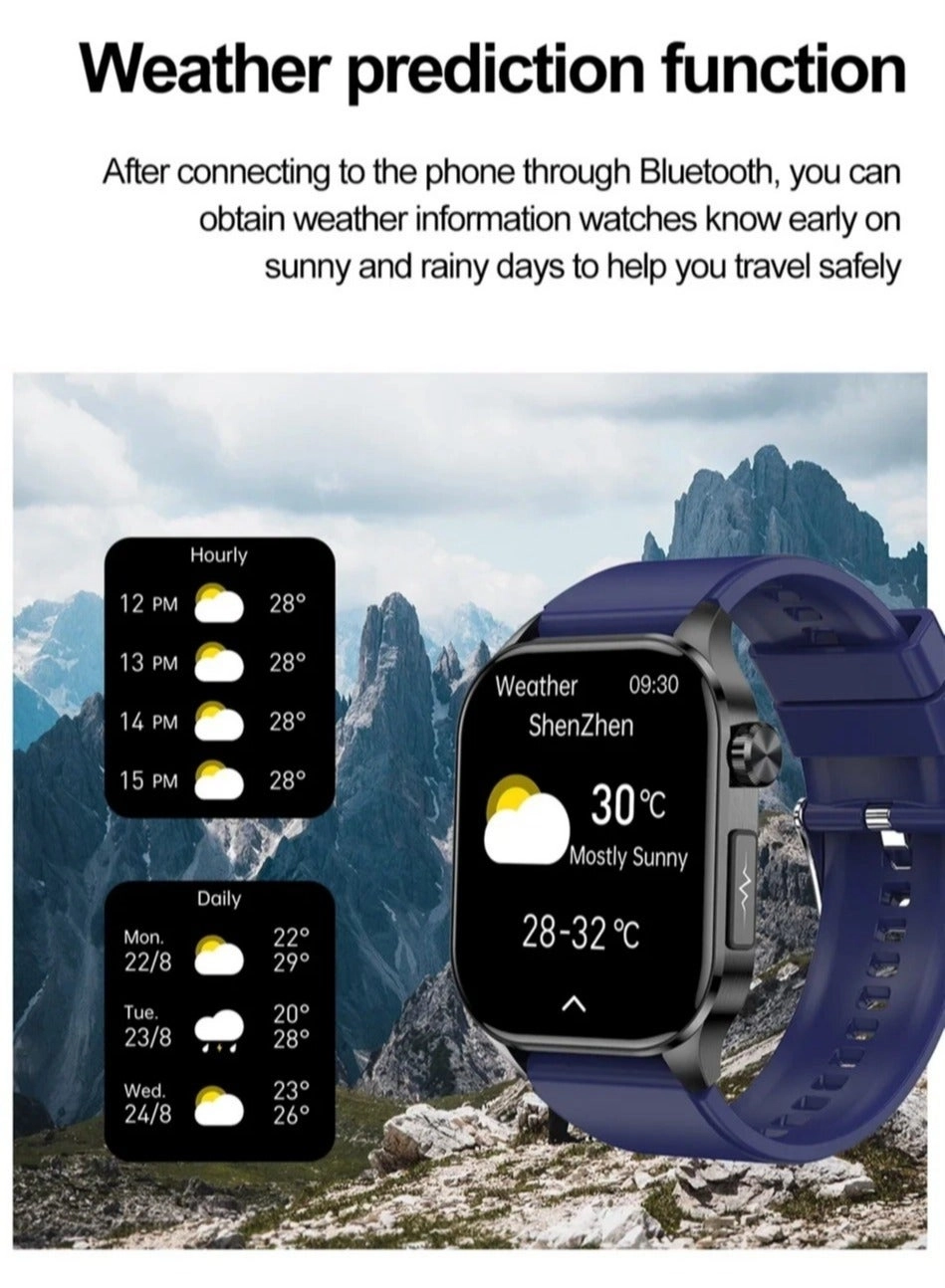 Glucose Monitoring Smart Watch - ECG Bluetooth Call SpO2