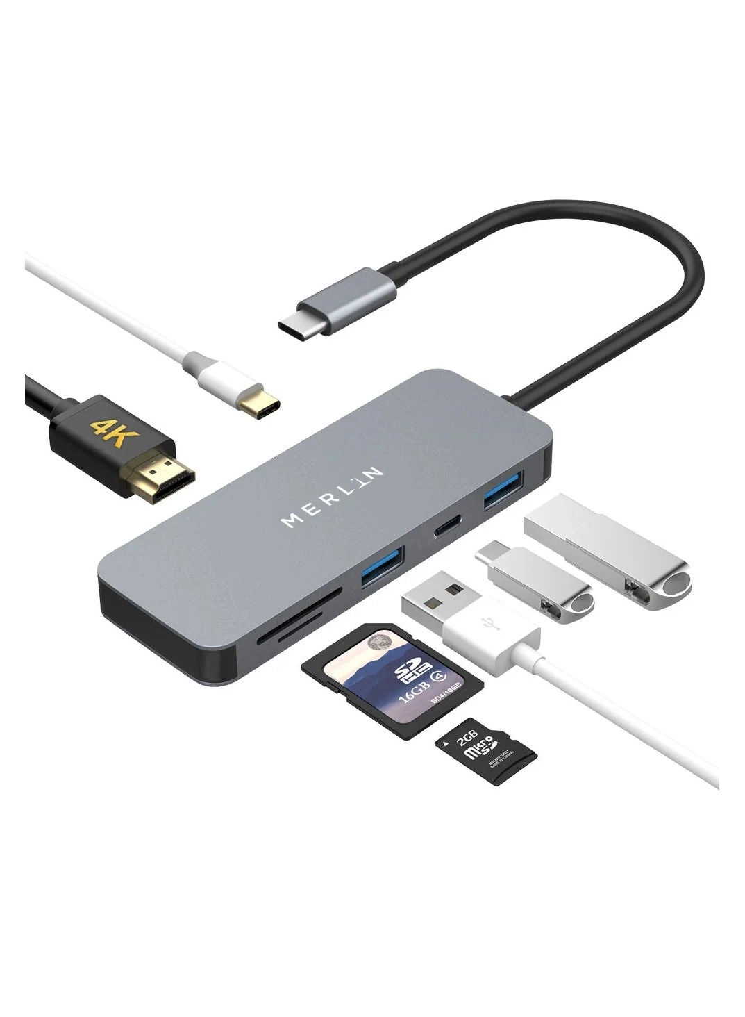 Merlin Type-C Hub - 7 in 1 USB 3.0