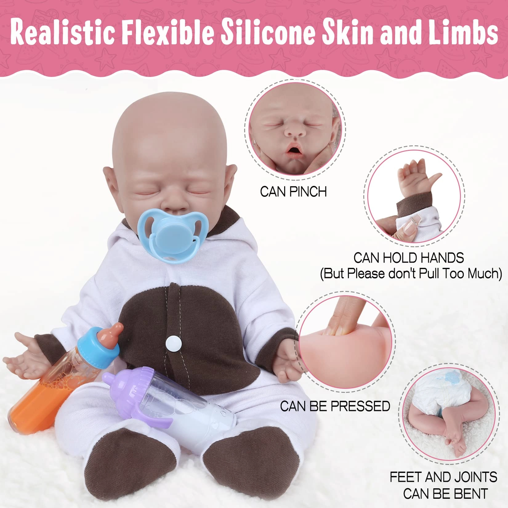 Reborn Baby Doll - 18 inch Silicone Boy Ages 3+