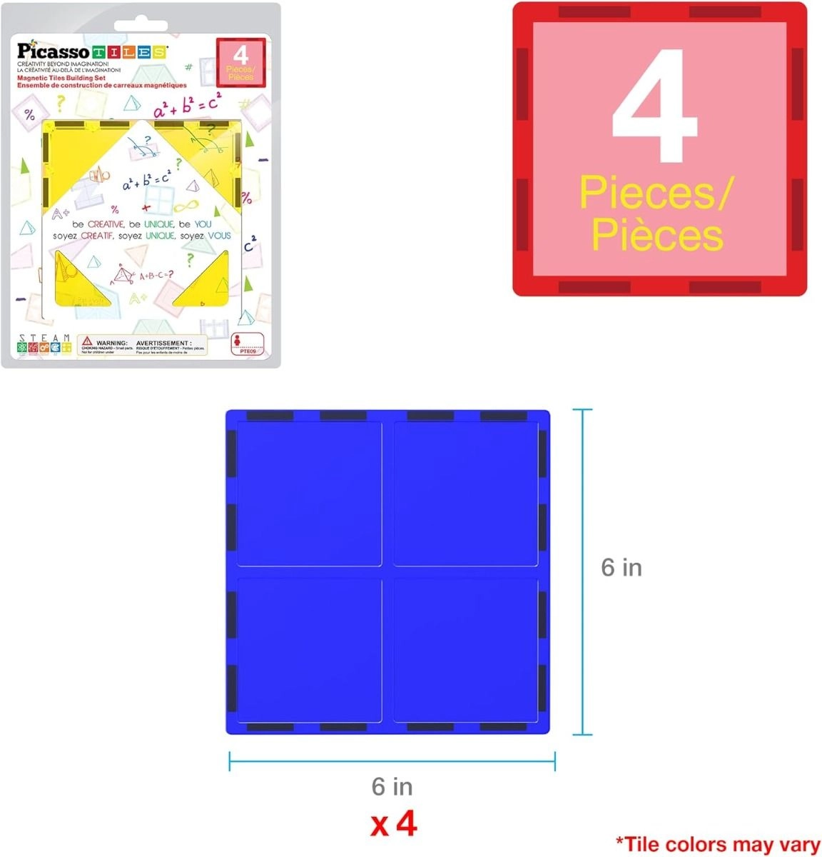 Magnetic Tiles Large Square Expansion Pack - 4 pcs
