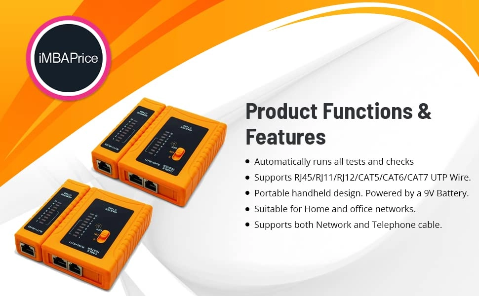 RJ45 Network Cable Tester - RJ45 RJ11 Cat5 Cat5e Cat6 Cat7 continuity open shorted crossed