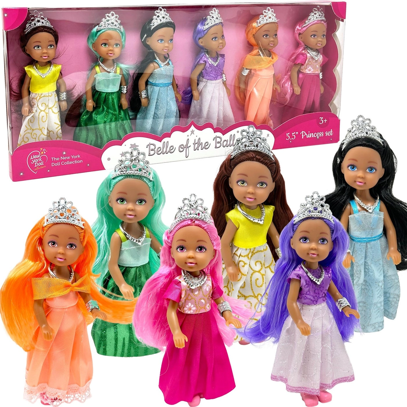 Belle of the Ball Princess Dolls - 6pc 5.5" Caucasian Ages 3+