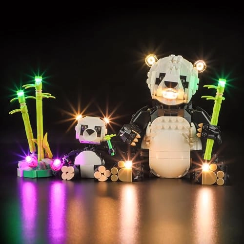 LED Light Kit - Plastic Wild Animals Panda Family for LEGO Creator 31165 1 4.5-5V