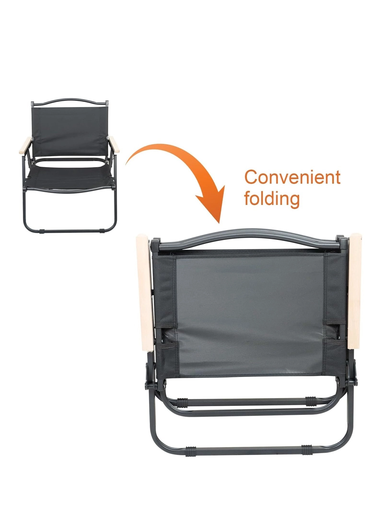 Folding Camping Chair - Black Lightweight
