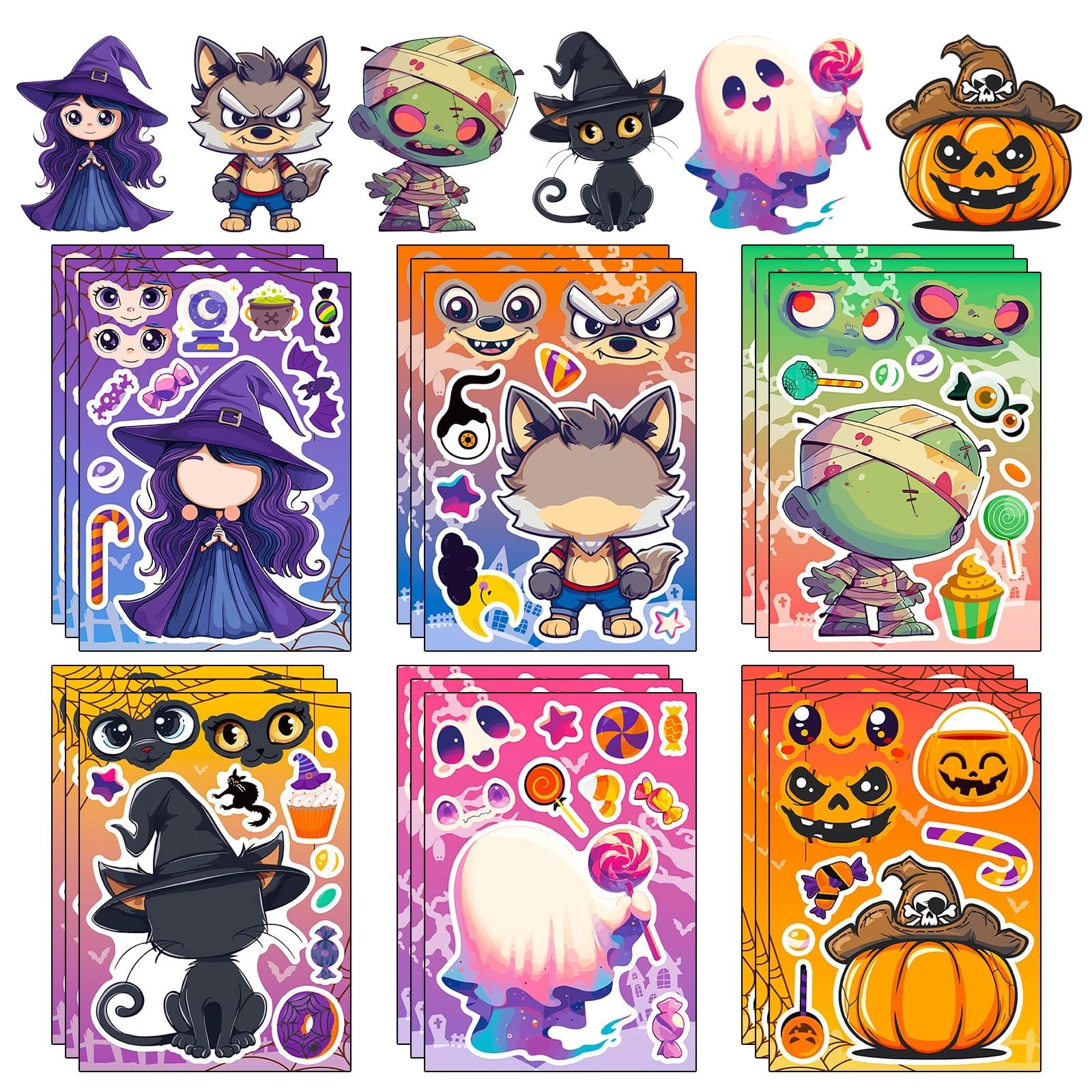 segxn Halloween Sticker Book 18 pcs