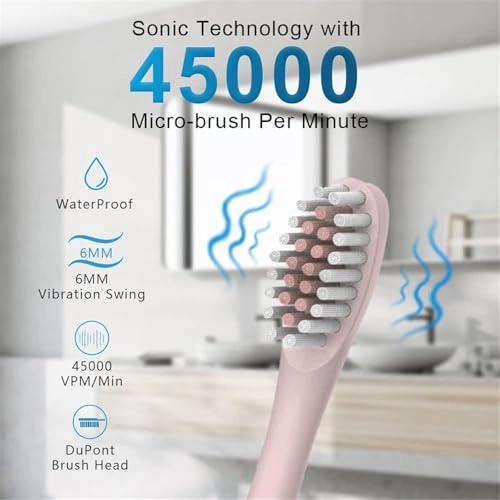 Sonic Electric Toothbrush - 6 Cleaning Modes IPX7 8 Brush Heads