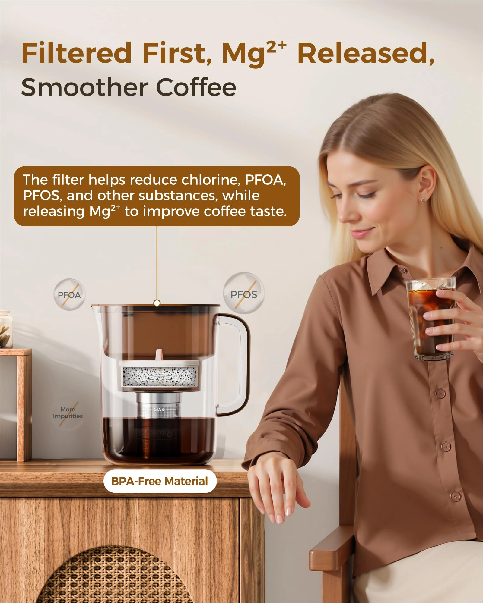 Cold Brew Coffee Maker - Magnesium Filter Stainless Steel BPA-Free