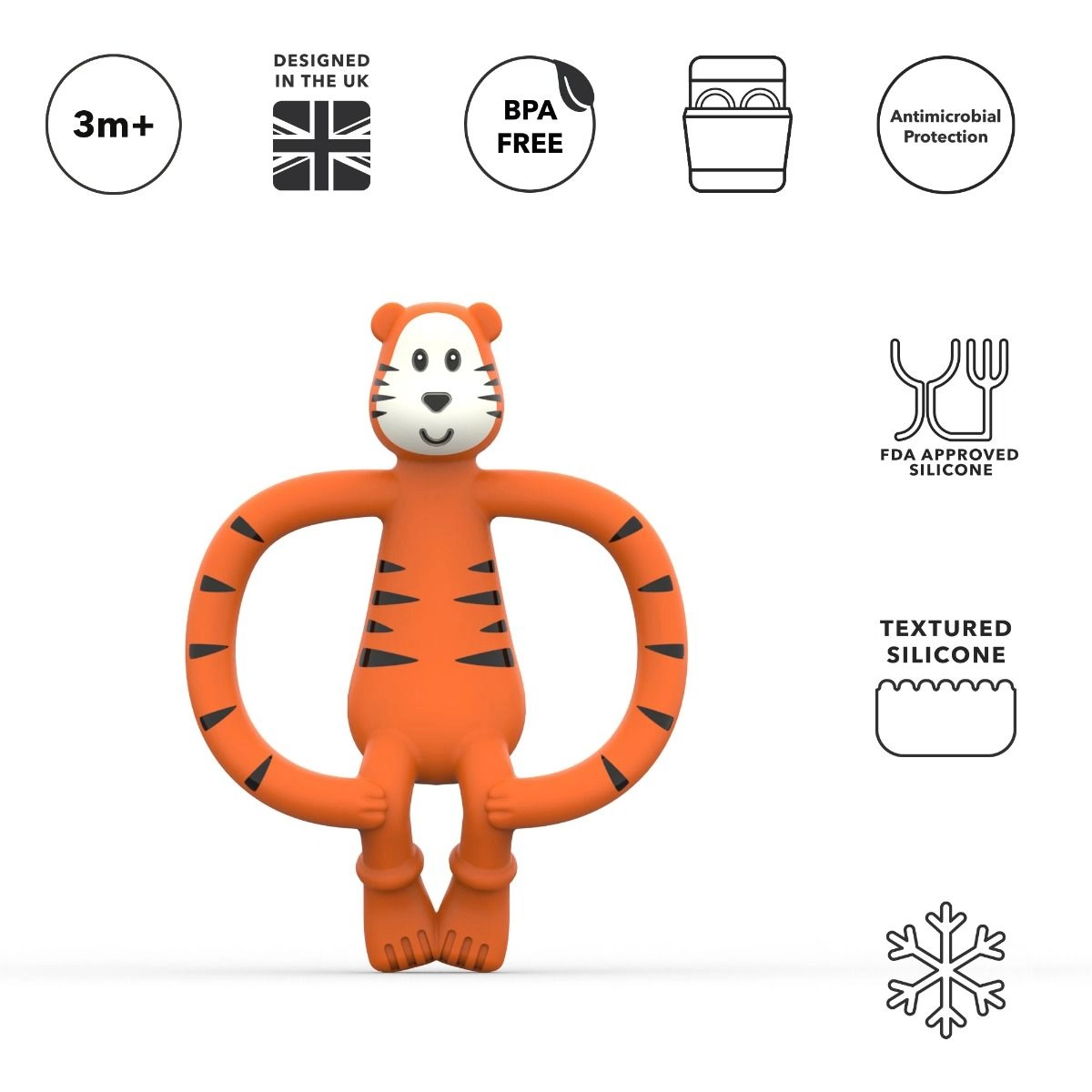 Teddy Tiger Animal Teether - Orange 3 Months