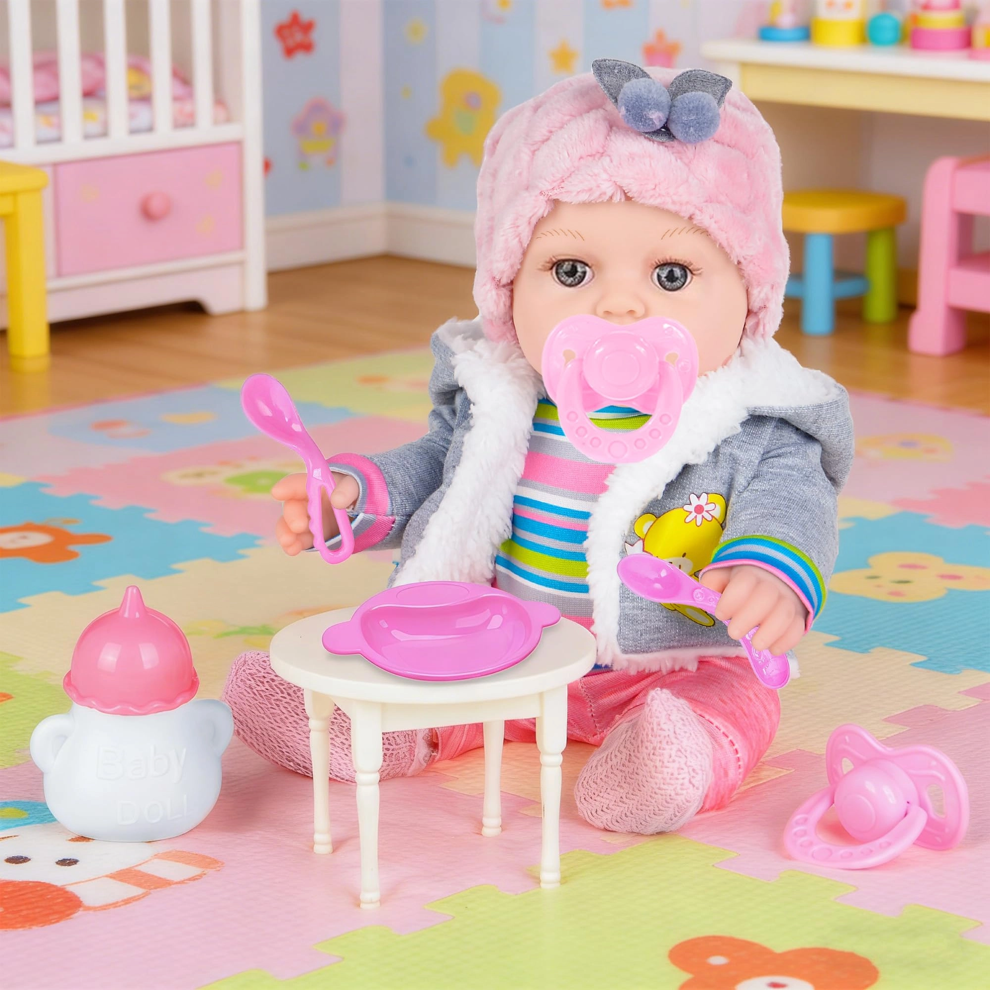 Realistic Baby Doll - 12 Inch Outfits Feeding Accessories Ages 3+