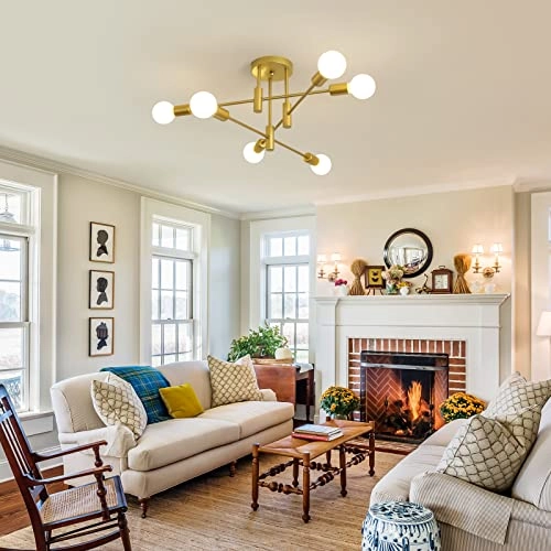 Modern Chandelier - 6-Light Pure Gold