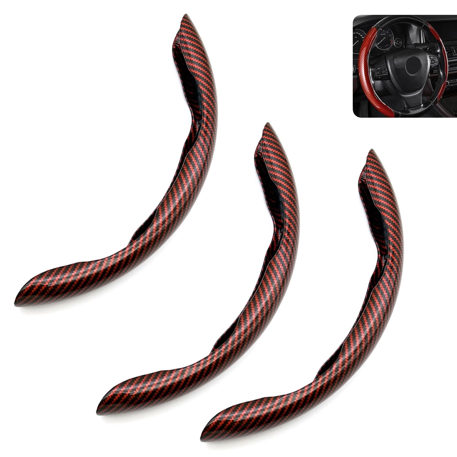 qurbuns Steering Wheel Cover - 3 PCS Carbon Fiber Anti-Slip