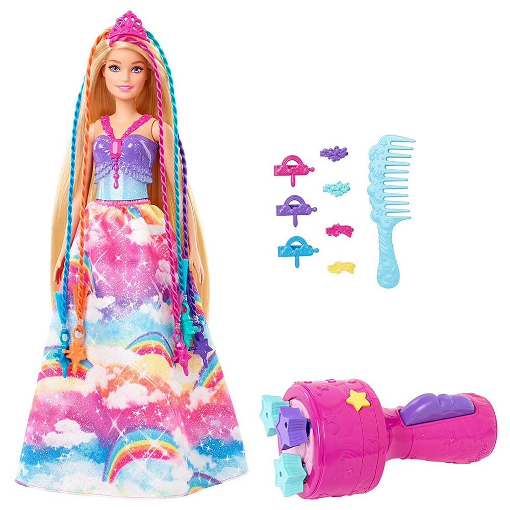 Barbie Dreamtopia Fantasy Braid Twist N Style Rainbow Hair Doll Playset - Twisting Tool Styling Accessories Ages 3+