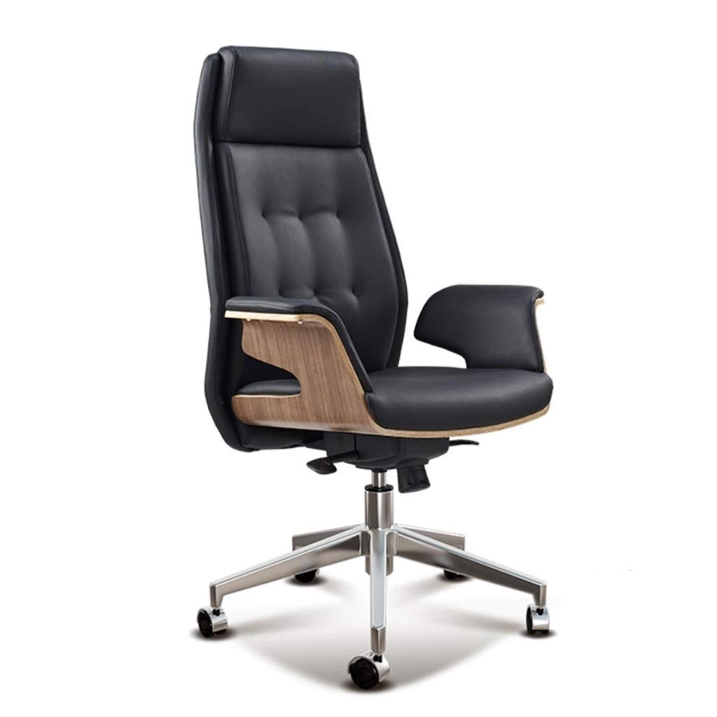 Desk Chair - PU Leather Brown High Back