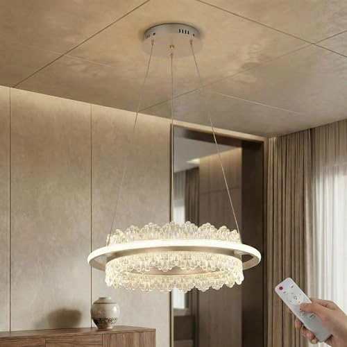 Round LED Chandelier - 3000K–6000K Dimmable