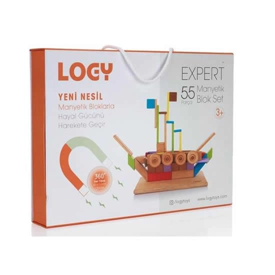 Expert Magnetic Wooden Block Game Set - 3 months and up 55 pieces