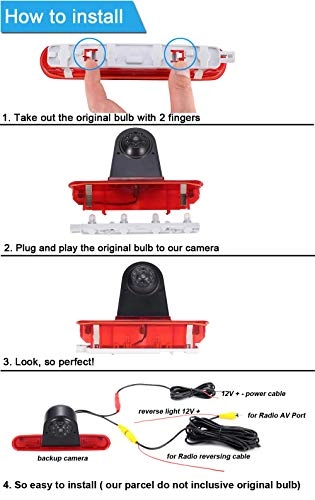 Brake Light Reversing Camera + Rear View Mirror Monitor - Night vision 628 x 586 pixels