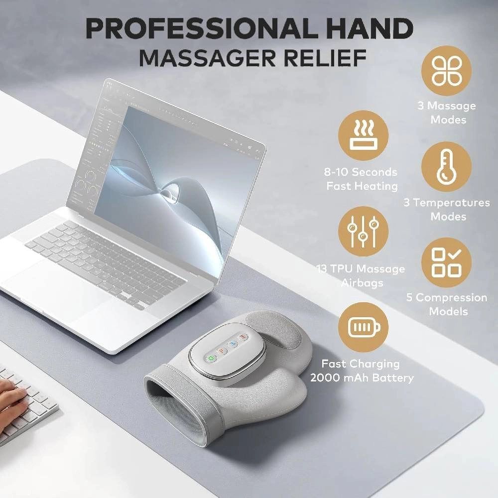Hand Massager - Heat Compression 3 Modes 5 Intensities