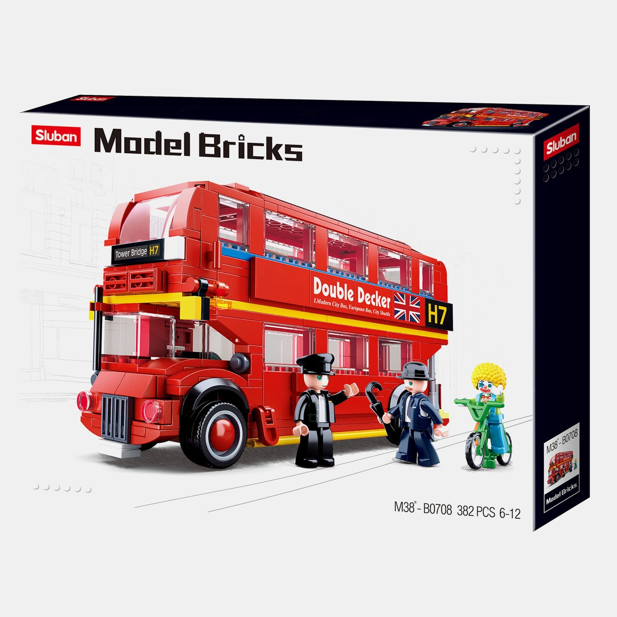 Sluban London Bus (B352154) - 3 minifigures Bright red