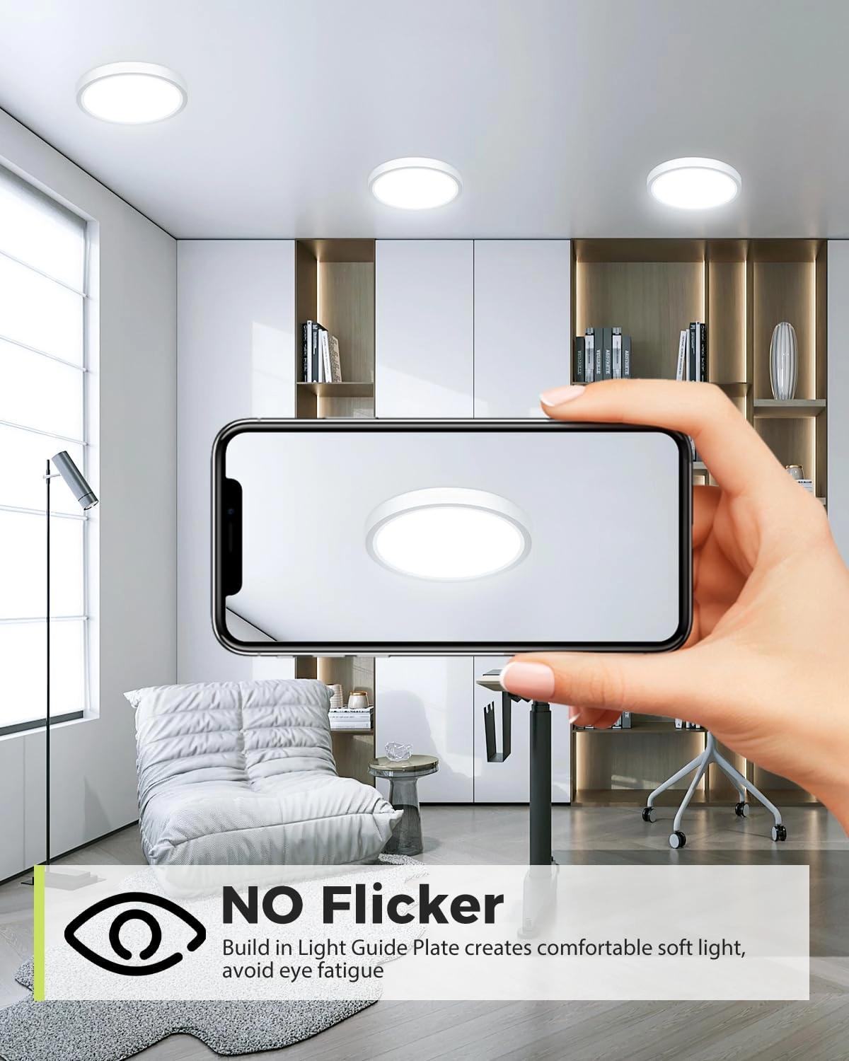 Flush Mount LED Ceiling Light - 3000K 4500K 6000K Dimmable