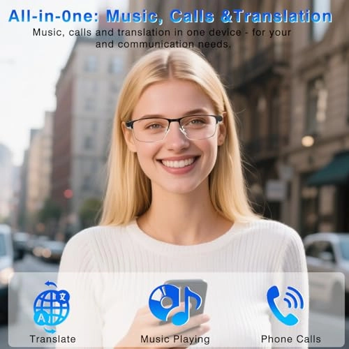 Ai Translation Smart Glasses - 164 Languages Color-Change Lens Bluetooth