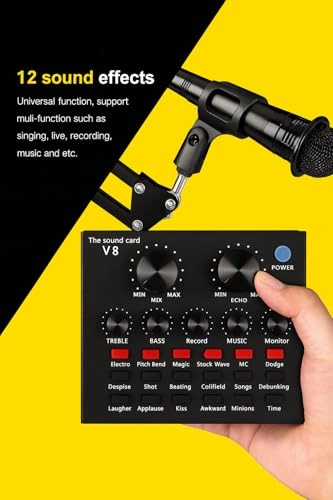 Z346 Professional Condenser Microphone Wired Microphone + V8 Live Sound Card