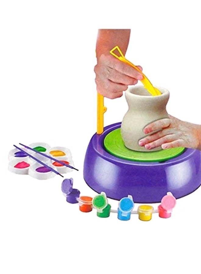 Pottery Wheel - Complete + Painting Kit - for Beginners + Modeling Clay + Sculpting Tools