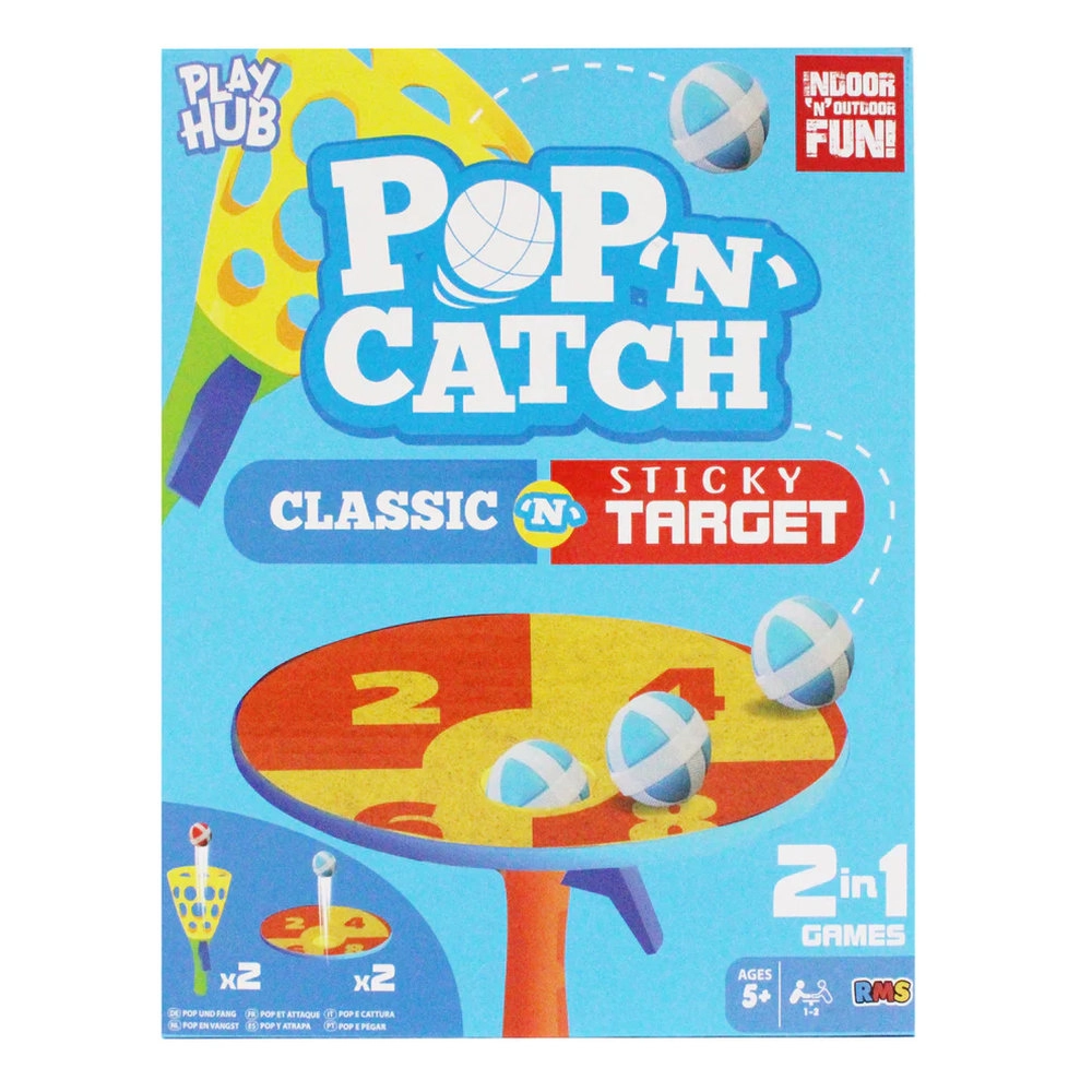 RMS 2 In 1 Pop and Catch Set - 8 x sticky balls 2 x catch handles