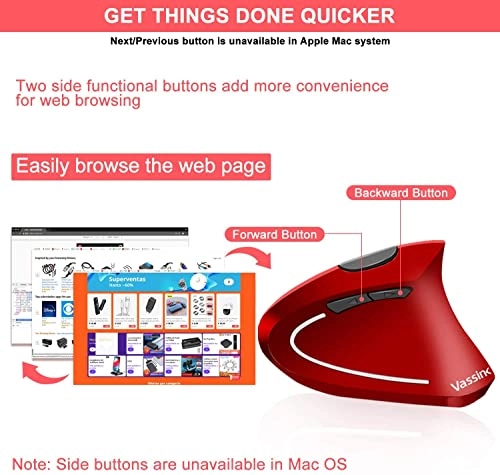 Ergonomic Vertical Wireless Optical Mouse - USB