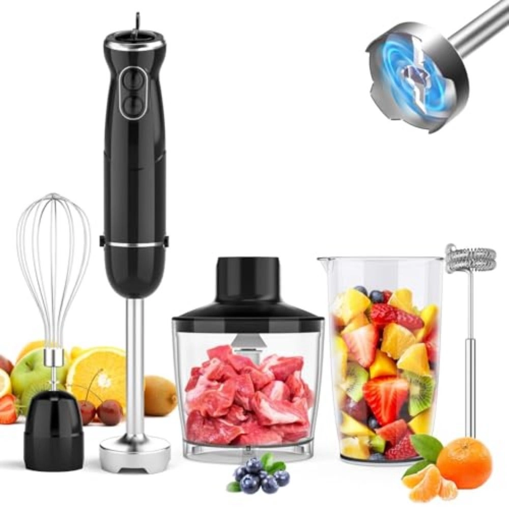 Immersion Blender Handheld 5 in 1 - 12 Speed Chopper & Whisk