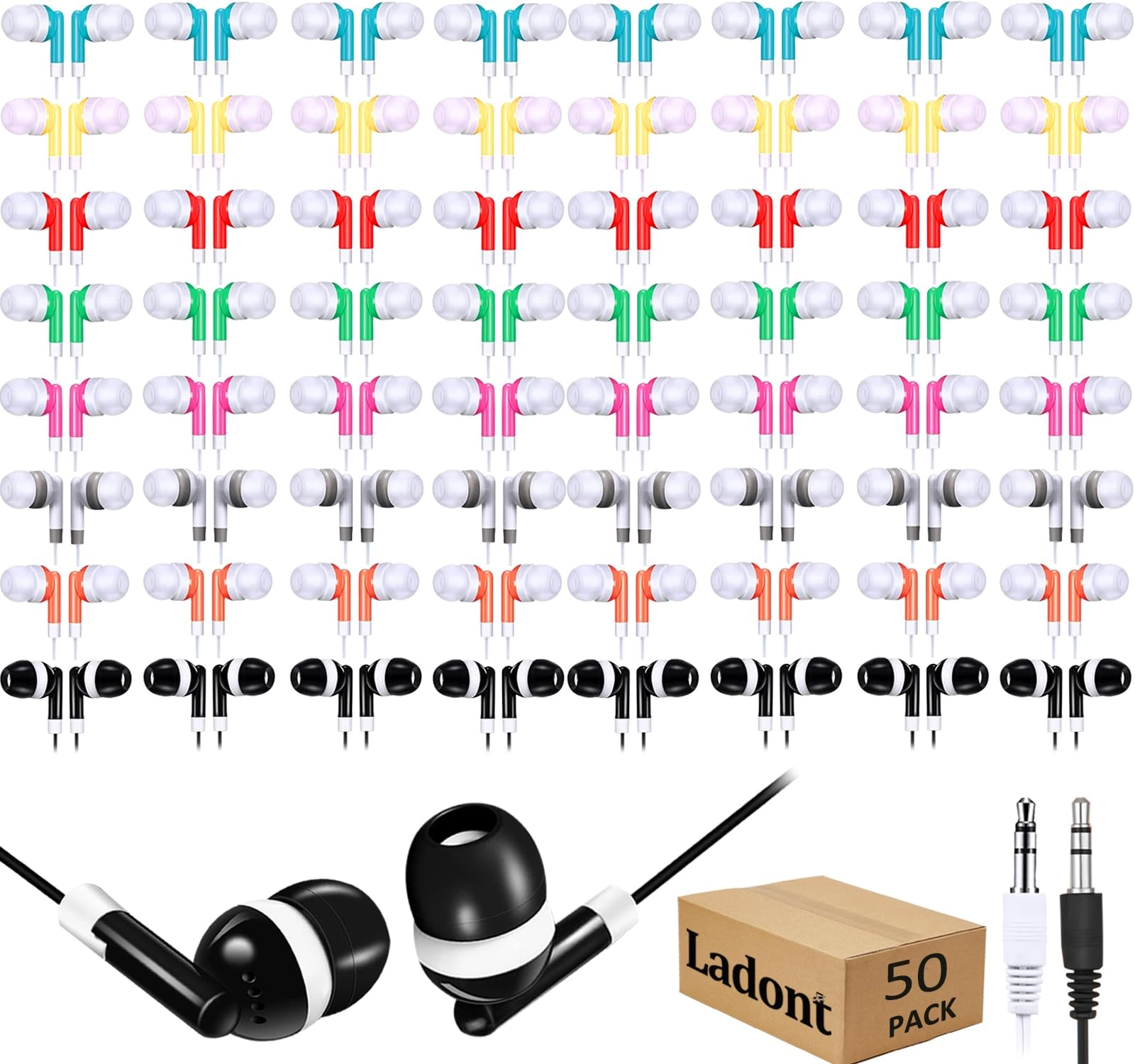 Ladont QS01 Wired Earbud 50 Pack
