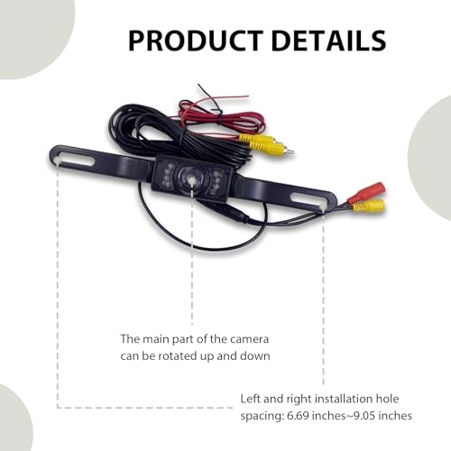 License Plate Reversing Camera - Infrared Night Vision AV video cable 720*540