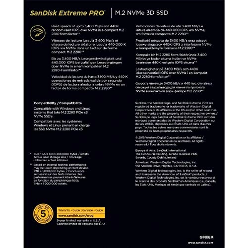 Extreme Pro - 500 GB Pcie Gen 3X4 NVMe M2 22X80