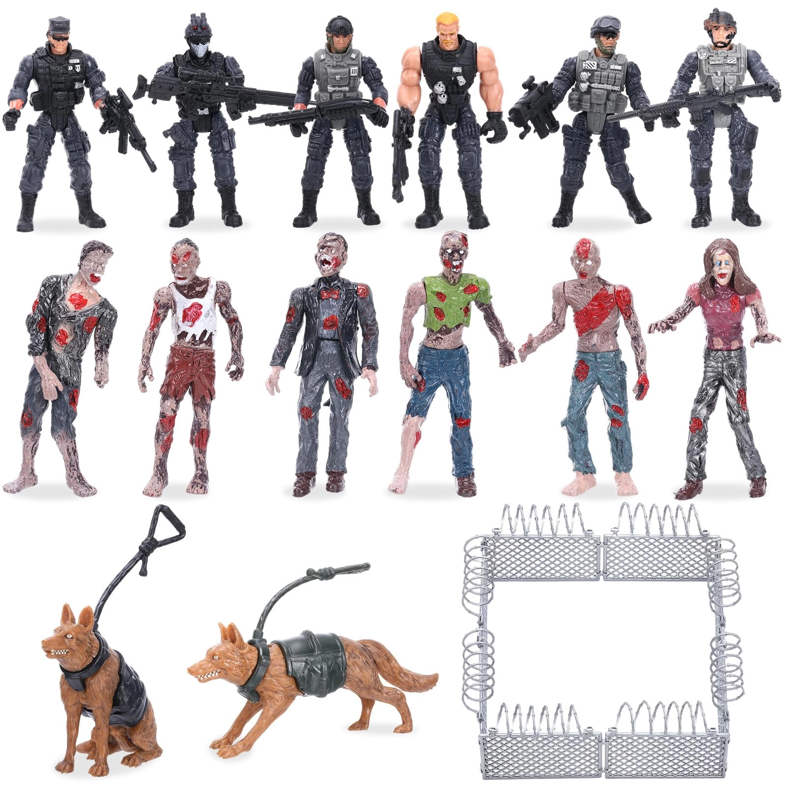 Skylety Special Forces Army Men Soldiers Toys Figure Set - 6 Generic Military/SWAT/Police Figure, Generic Zombie Figure 15