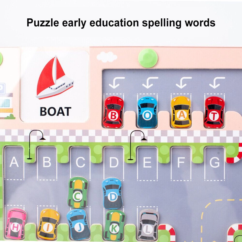 Wooden Kids Car Parking Play Set