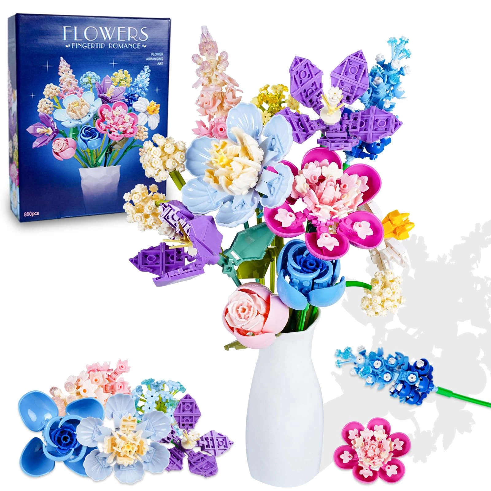 JMH Flower Bouquet Building Set - Artificial Flowers Colorful