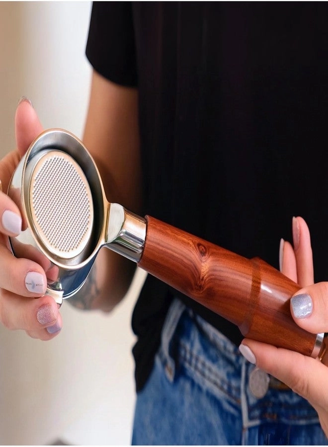 Bottomless Portafilter - 58mm E61 Group Head Walnut