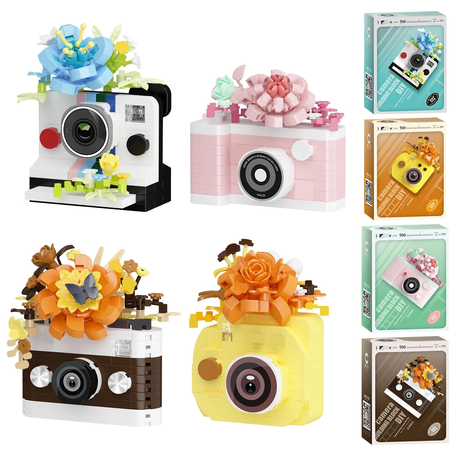 VEQENIFY Mini Building Blocks - Floral Camera