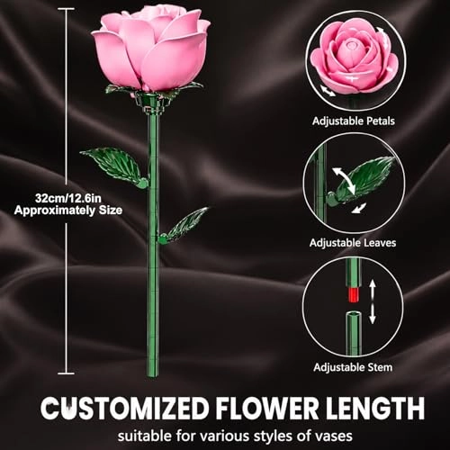 Pink Rose Building Blocks Bouquet - 684 pcs