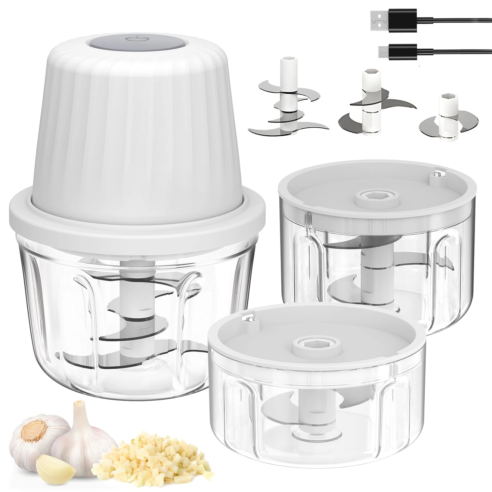 SF SUNFUNY Mini Food Processor - 400ml+250ml+100ml USB Rechargeable